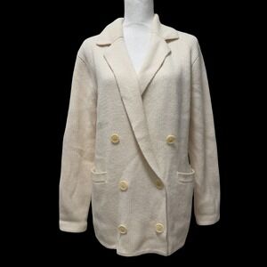 J Crew Womens Wool Blend Double Breasted Sweater Blazer Size S Cream Academia